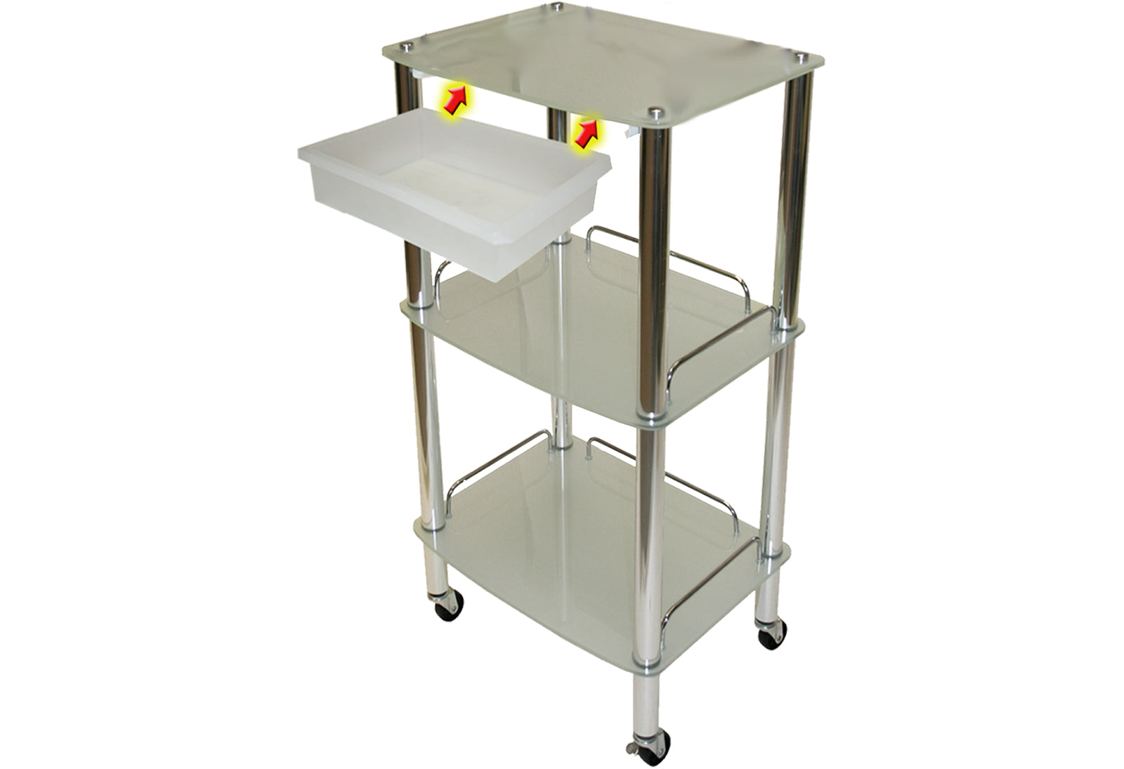 Compact Glass Trolley with Drawer