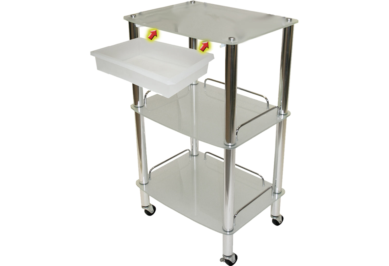 Glass Trolley with Drawer