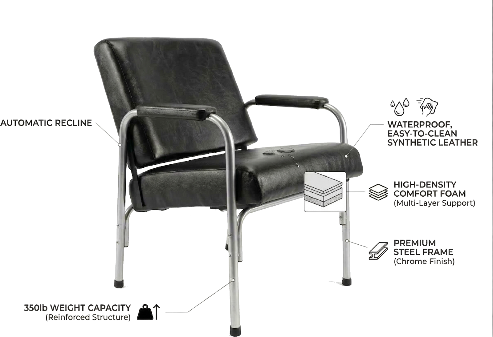 Automatic Reclining Shampoo Chair