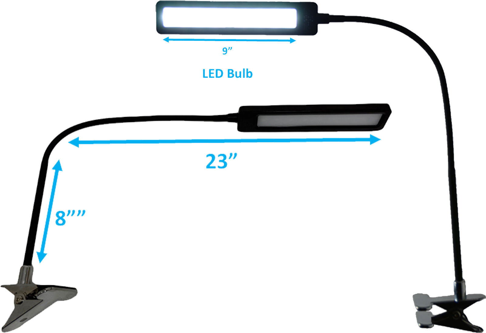 Black  Clip-on LED Task Lamp with bright 12V Lighting