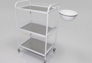 White Frame Glass Trolley w/Bowl